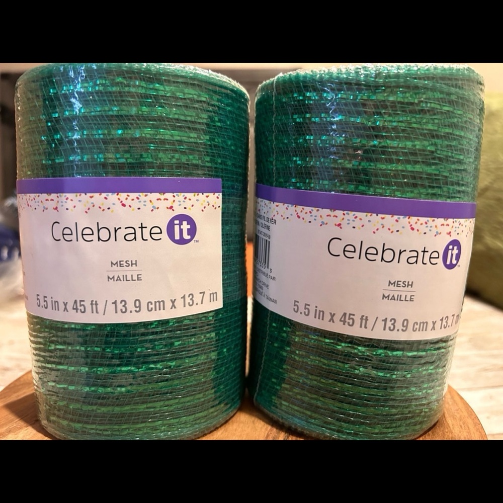 Green Deco Mesh for Crafting, Wreaths, Art